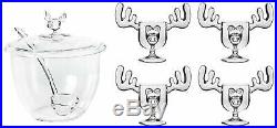 Christmas Moose Mug Punch Eggnog Bowl Set 4 Mugs Lid and Ladel Vacation Griswold