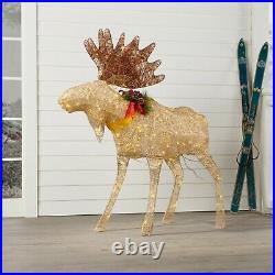 Christmas Moose Outdoor Yard Pre Lit Decor Decoration Clear Blinking Lights