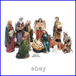 Christmas Nativity Set Scene 12 Pcs Figurines Colored Holy Family Holiday Decor