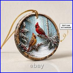 Christmas Ornament Cardinal Winter Scene Wood Tree Hanging Home Decor Christmas Ornament Cardinal Winter Scene Wood Tree Hanging Home Decor
