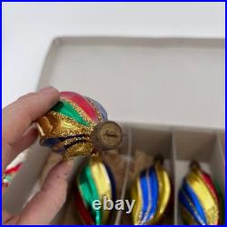 Christmas Ornaments Blown Glass VTG Holiday Teardrop Mica Swirl Glitter + Santa