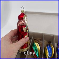 Christmas Ornaments Blown Glass VTG Holiday Teardrop Mica Swirl Glitter + Santa