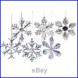 Christmas Ornaments Glass Snowflakes Clear Vintage Decor Xmas Tree 12 Piece NEW