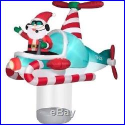 Christmas Outdoor Decor Airblown Inflatable Santa Animated Helicopter Yard 7ft