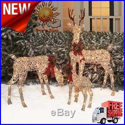 Christmas Outdoor Decor Deer Family Sculpture Woodland Xmas Light Decoration NEW