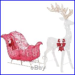 Christmas Outdoor Decoration 52 Reindeer 40 Sleigh w 120 LED Holiday Lights