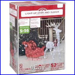 Christmas Outdoor Decoration 52 Reindeer 40 Sleigh w 120 LED Holiday Lights