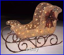 Christmas Outdoor Decoration Light-Up Gold Sleigh 36 Yard Lawn Home Xmas Decor