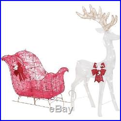 Christmas Outdoor Decoration Pre Lit Deer 52 Reindeer 40 Sleigh Xmas Sculpture