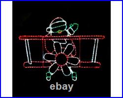 Christmas Outdoor Decorations Animated LED Santa Helicopter Plane Wireframe