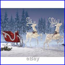 Christmas Outdoor Indoor 2 Deer & Sleigh LED Set Electric Festive Holiday Decor