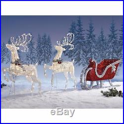 Christmas Outdoor Indoor 2 Deer & Sleigh LED Set Electric Festive Holiday Decor