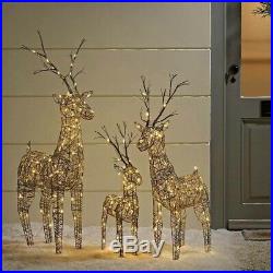 Christmas Outdoor Large Brown Wicker Standing Reindeer Prelit Warm White LED's