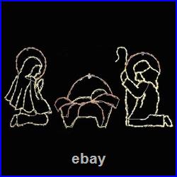 Christmas Outdoor Nativity Scene LED 3 Piece Set Mary Joseph Jesus Wireframe NEW