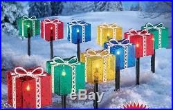 Christmas Outdoor Pathway Light Set Color Presents Gift Box Holiday Yard Decor