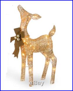 Christmas Outdoor Reindeer Ornament Fawn & Doe Light Up Decoration Figurine Set