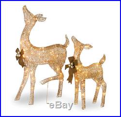 Christmas Outdoor Reindeer Ornament Fawn & Doe Light Up Decoration Figurine Set