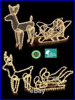 Christmas Outdoor Reindeer With Sleigh Rope Lights Decoration Mesh Or Silhouette