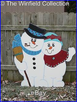 Christmas Outdoor Snowman Couple Wood Yard Decor Lawn Christmas Yard Art