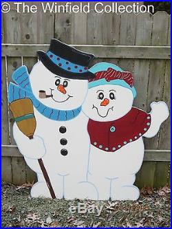 Christmas Outdoor Snowman Couple Wood Yard Decor Lawn Christmas Yard Art
