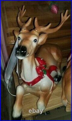 Christmas Outdoor Yard Blow Mold Lighted Reindeers, Battery Operated, Brand New