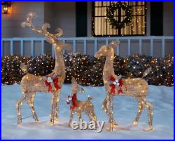 Christmas Outdoor Yard Decoration Reindeer Family 3 Piece Lit 4FT Lights Gold