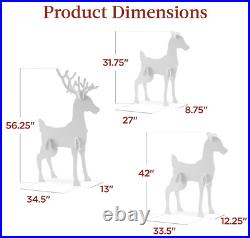 Christmas Outdoor Yard Decoration Reindeer Family White PVC Lawn Holiday Decor