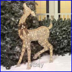 Christmas Outdoor Yard Xmas Decor Buck Doe Sculpture Set Reindeer Deer Light NEW