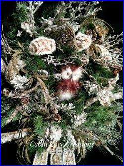 Christmas Owl Wreath Woodland Country Rustic Winter Wonderland Custom Floral