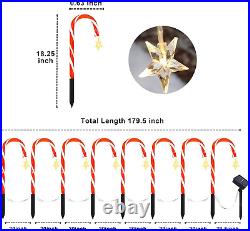 Christmas Pathway Lights Outdoor, Set of 8 15Ft Solar Candy Cane Christmas Light