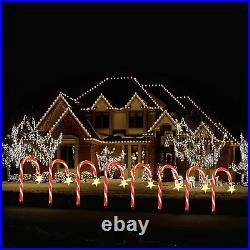 Christmas Pathway Lights Outdoor, Set of 8 15Ft Solar Candy Cane Christmas Light