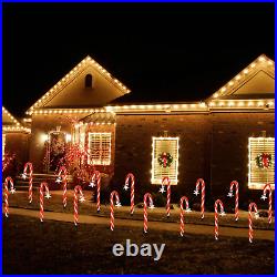 Christmas Pathway Lights Outdoor, Set of 8 15Ft Solar Candy Cane Christmas Light
