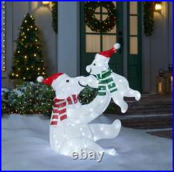 Christmas Polar Bear Decoration Pre Lit LED Outdoor Yard Sculpture Holiday Decor