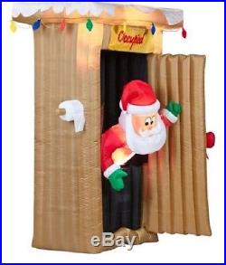 Christmas Pooping Santa Inflatable Outhouse Air Blow Up Holiday LED Lights 6