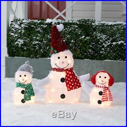 Christmas Pre Lit Snowman Family Set Outdoor Lighted Yard Decorations Sculpture