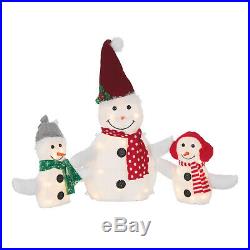 Christmas Pre Lit Snowman Family Set Outdoor Lighted Yard Decorations Sculpture