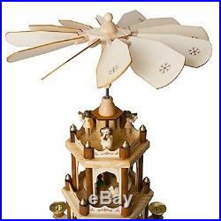 Christmas Pyramid 18 Inches Nativity Play 3 Tier Carousel with 6 Candle Hol