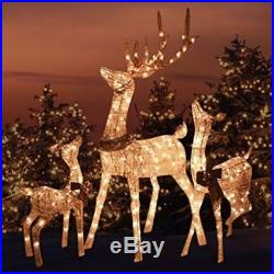 Christmas Reindeer Family 3 Piece Set Pre-lit Gold Buck, Doe and Baby Deer
