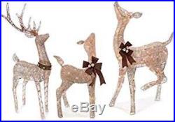 Christmas Reindeer Family 3 Piece Set Pre-lit Gold Buck, Doe and Baby Deer