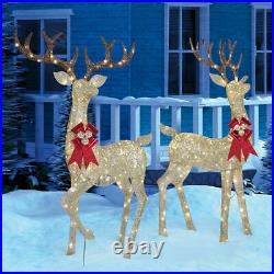 Christmas Reindeer Family Set decoration Bucks LED Lights Indoor/Outdoor snowing