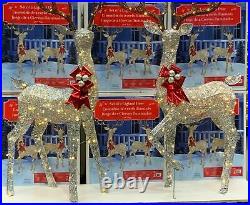 Christmas Reindeer Family Set decoration Bucks LED Lights Indoor/Outdoor snowing