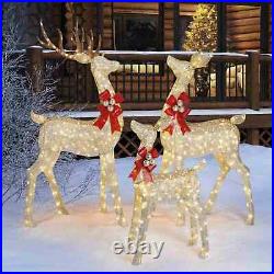 Christmas Reindeer Family Set of 3 with LED Lights 76 Inches For Outdoor Indoor