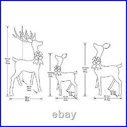 Christmas Reindeer Family Set of 3 with LED Lights 76 Inches For Outdoor Indoor
