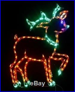 Christmas Reindeer Holiday Xmas Outdoor LED Lighted Decoration Steel Wireframe