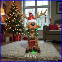 Christmas Reindog Oversized Illuminated Dog Figure Statue Indoor/Outdoor 26