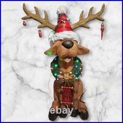 Christmas Reindog Oversized Illuminated Dog Figure Statue Indoor/Outdoor 26