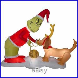 Christmas Santa 6 Ft Dr Seuss The Grinch Max Dog Airblown Inflatable Ball Yarn