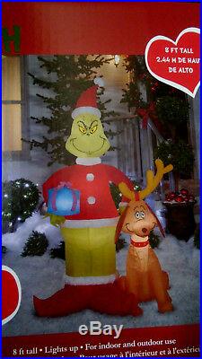 Christmas Santa 8 Ft Dr Seuss The Grinch Max Dog Airblown Inflatable Yard Decor