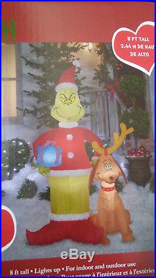 Christmas Santa 8 Ft Dr Seuss The Grinch Max Dog Airblown Inflatable Yard Decor