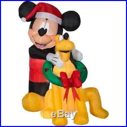Christmas Santa 90th Anniversary Mickey Mouse Pluto Dog Airblown Inflatable 5 Ft